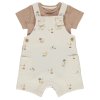 GX554: Baby Unisex Cream Island Dungaree & Ribbed Bodysuit Outfit  (0-9 months)